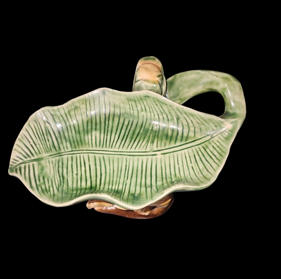 Vintage Majolica monkey and baby banana leaf bowl.  - Picture 4 of 5